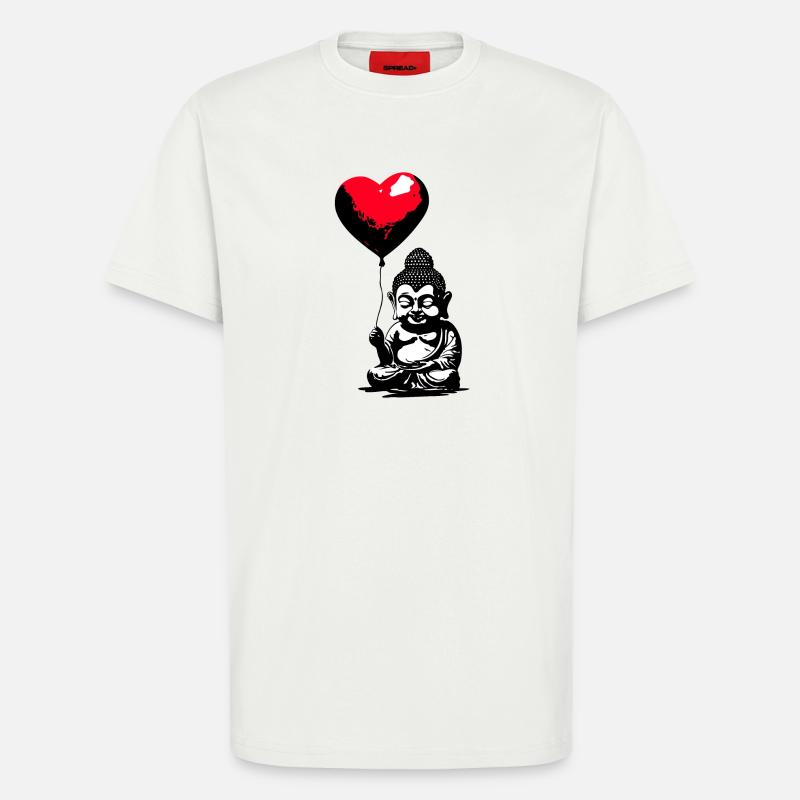 Buddha mit Herz Luftballon - Heartful Creatures - T-Shirt - made by SPREAD - OFF WHITE
