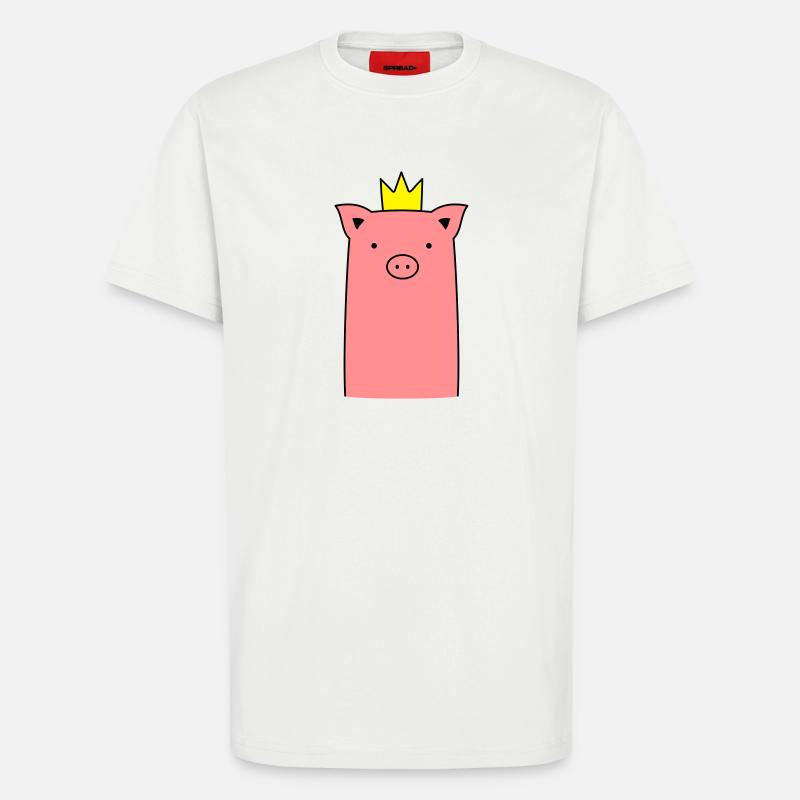 Sau Ferkel Schweinchen mit Krone Geschenk - T-Shirt - made by SPREAD - OFF WHITE