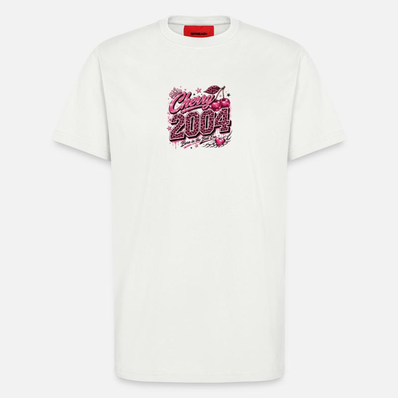 Cherry 2004 Style Léopard - T-shirt bio décontracté fabriqué en UE - OFF WHITE