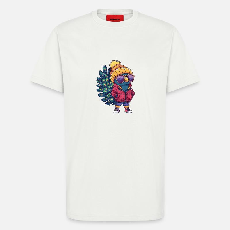 Pfau Vogel Winter - T-Shirt - made by SPREAD - OFF WHITE