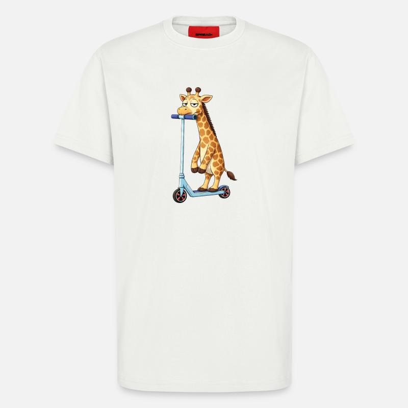 Süße Giraffe Roller Scooter Freundschaft Cartoon - T-Shirt - made by SPREAD - OFF WHITE