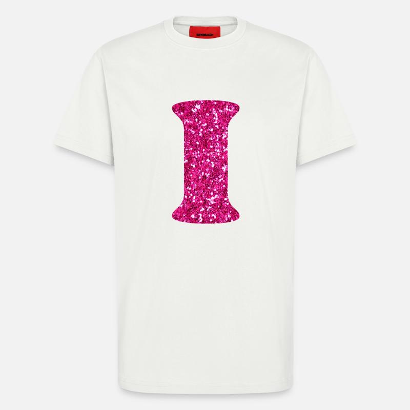 Buchstabe i rosa Glitzer - T-Shirt - made by SPREAD - OFF WHITE