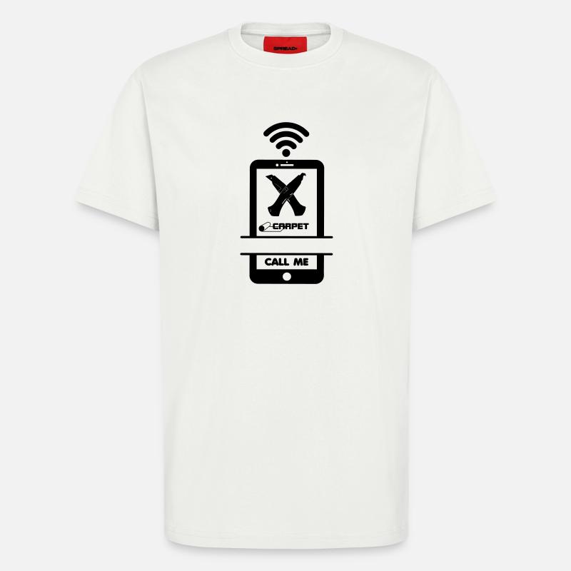 Anruf Telefon Teppichleger Logo Stanley Messer - T-Shirt - made by SPREAD - OFF WHITE