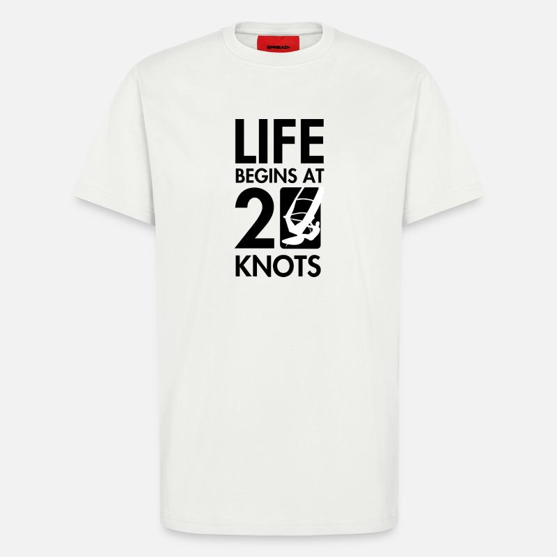 Windsurfen, das Leben beginnt bei 20knt - T-Shirt - made by SPREAD - OFF WHITE