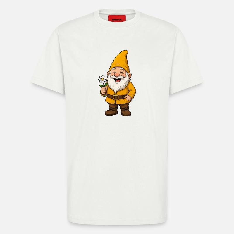 Nain fleur joyeux - T-shirt bio décontracté fabriqué en UE - OFF WHITE