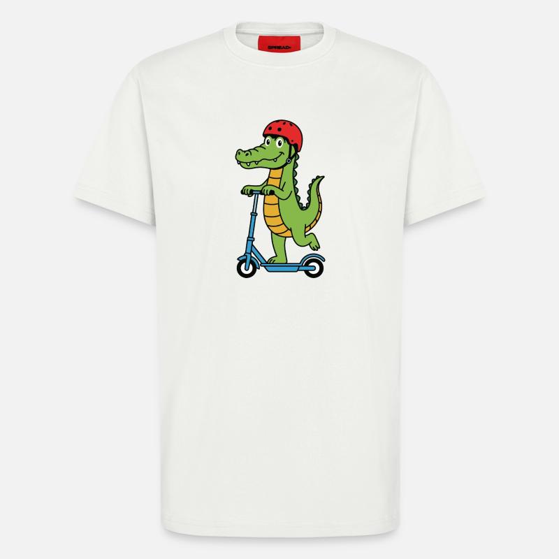 Krokodil auf einem Roller - T-Shirt - made by SPREAD - OFF WHITE