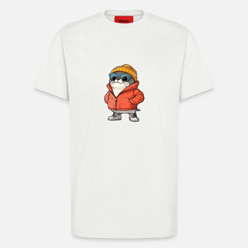 Robbe Tier Winter Comic - T-Shirt - made by SPREAD - OFF WHITE