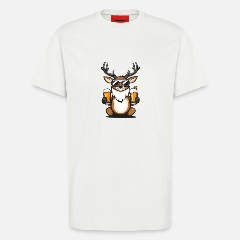 Hirsch Apres Ski Bier Comic - T-Shirt - made by SPREAD - OFF WHITE