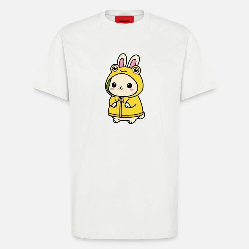 Lapin Kawaii en imperméable - T-shirt bio décontracté fabriqué en UE - OFF WHITE