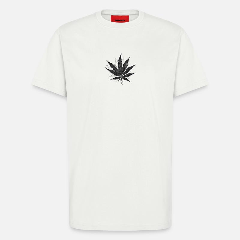 Feuille de cannabis 1 - T-shirt bio décontracté fabriqué en UE - OFF WHITE