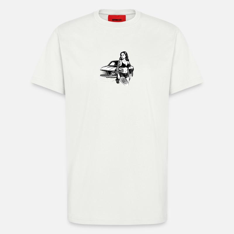 Tattoo-Pin-up und Oldtimer - T-Shirt - made by SPREAD - OFF WHITE