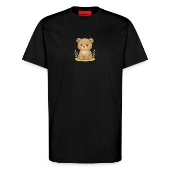 Nordic Forest - Brown Bear - T-Shirt - made by SPREAD - SOLID BLACK - Front - Alina (178cm) & Michal (187cm)