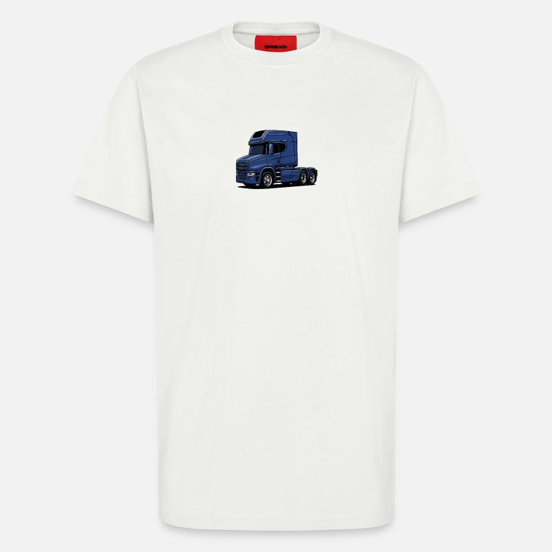 Illustration de style camion bleu - T-shirt bio décontracté fabriqué en UE - OFF WHITE