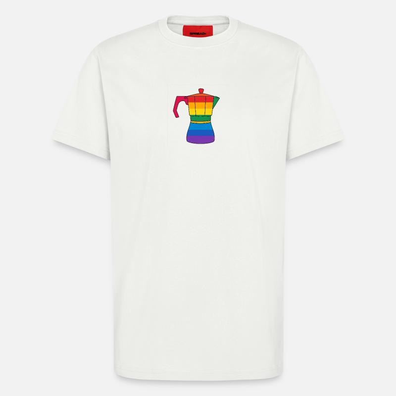 Lebendige Regenbogen-Kaffeemaschine - T-Shirt - made by SPREAD - OFF WHITE