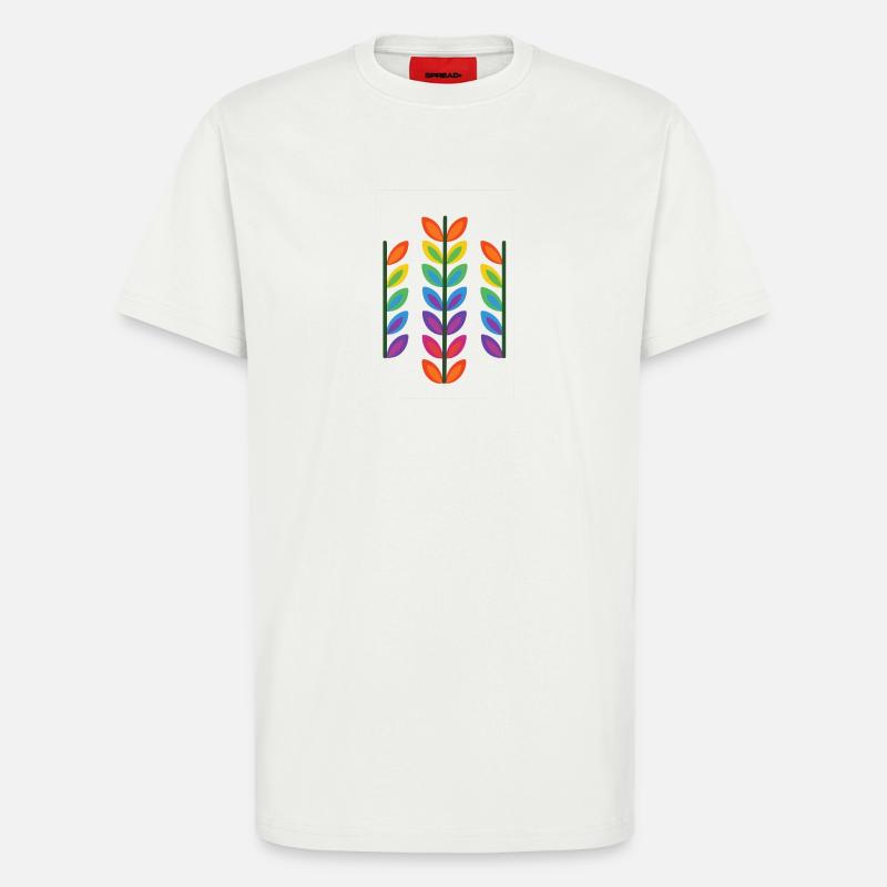 Rainbow leaf design in vibrant style - T-Shirt - made by SPREAD - OFF WHITE