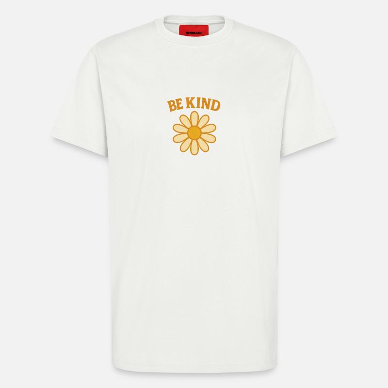 Blumenmotiv mit Botschaft der Freundlichkeit - T-Shirt - made by SPREAD - OFF WHITE