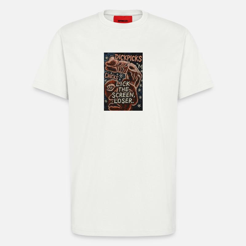 Provocative artistic graphics with witty text - T-Shirt - made by SPREAD - OFF WHITE