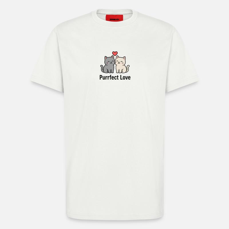 Süßes Katzenpaar mit Herz - T-Shirt - made by SPREAD - OFF WHITE