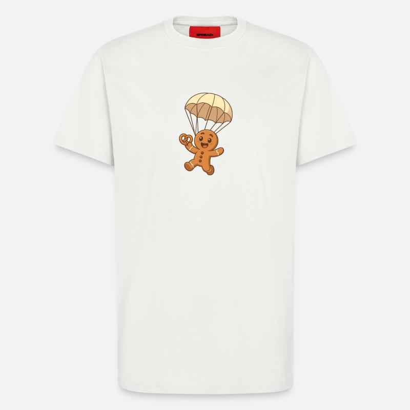 Mannele Lebkuchen mit Fallschirm - T-Shirt - made by SPREAD - OFF WHITE