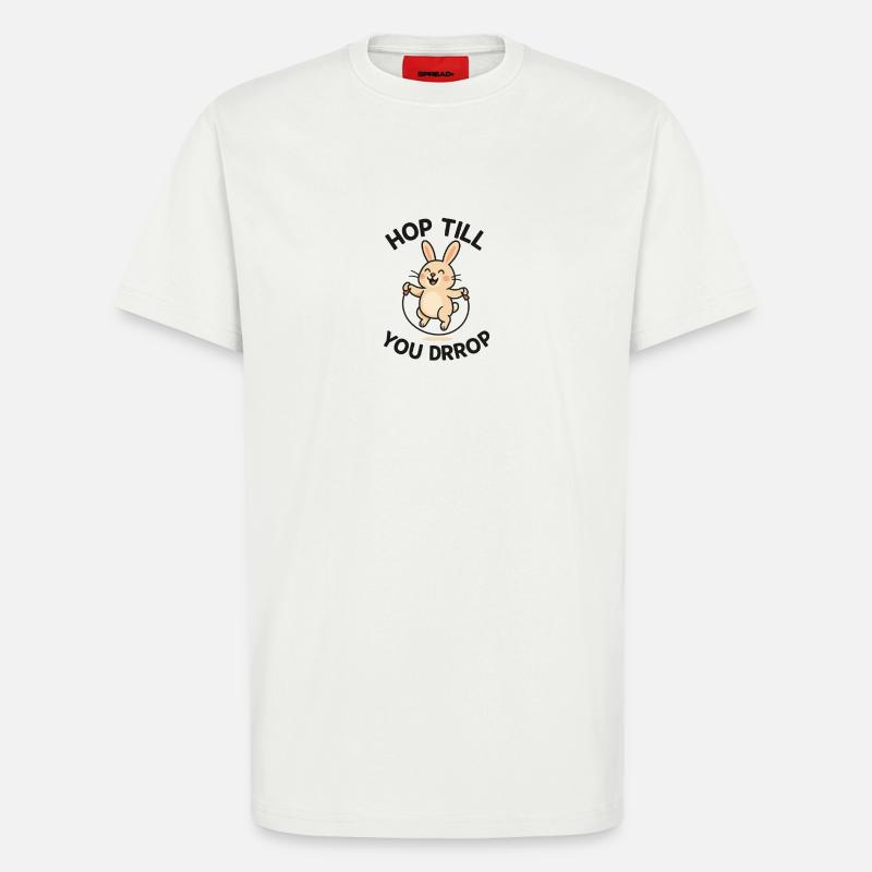 Conception de saut de lapin joyeux - T-shirt bio décontracté fabriqué en UE - OFF WHITE