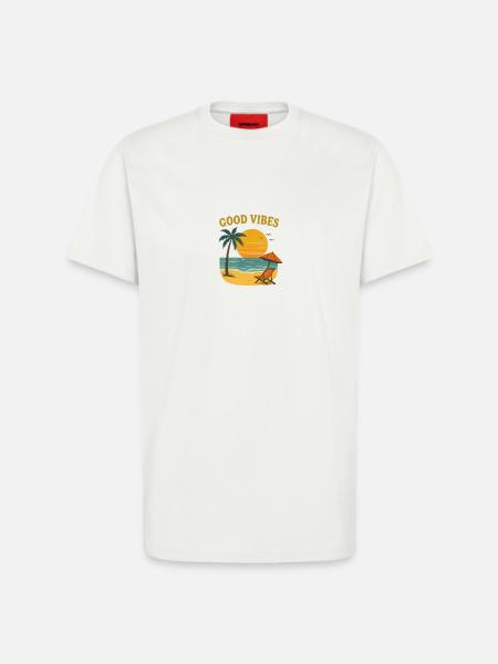 Sunset Beach Motif - T-Shirt - made by SPREAD - OFF WHITE