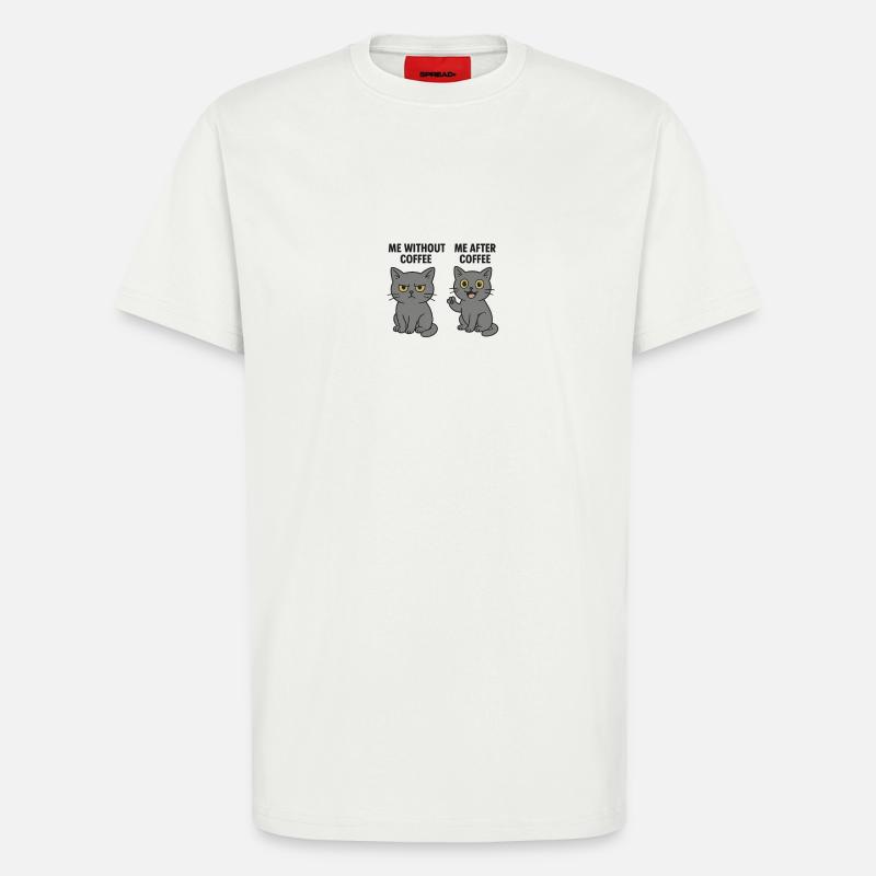 Cat memes: Grumpy without coffee - T-Shirt - made by SPREAD - OFF WHITE