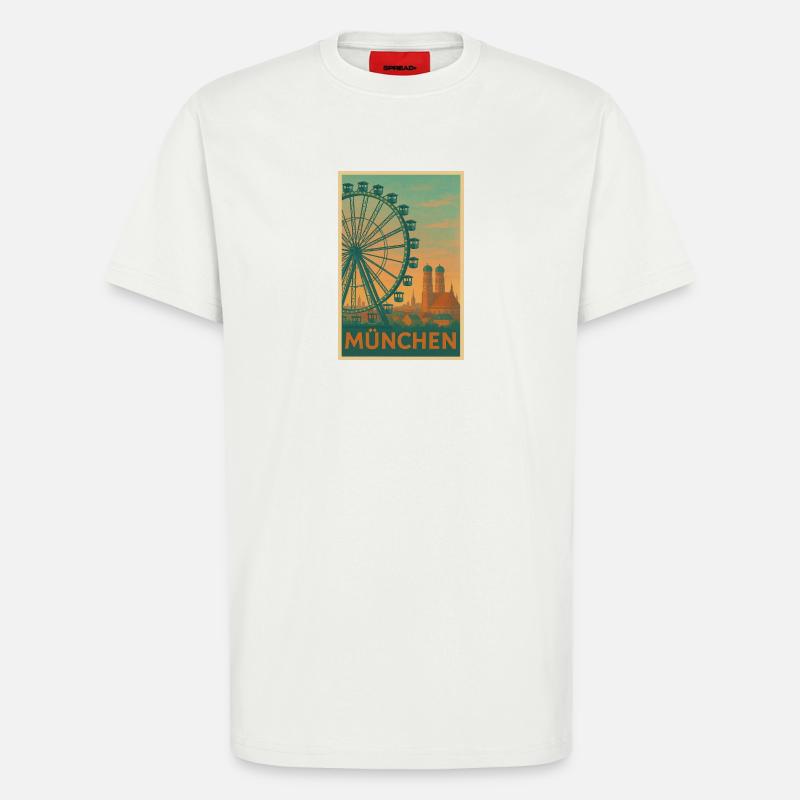 Historischer Münchner Riesenrad-Silhouette - T-Shirt - made by SPREAD - OFF WHITE