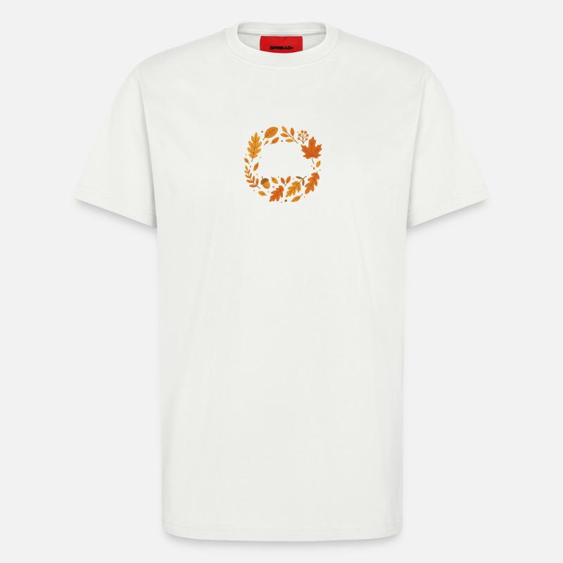 Conception de couronne de feuillage d’automne - T-shirt bio décontracté fabriqué en UE - OFF WHITE
