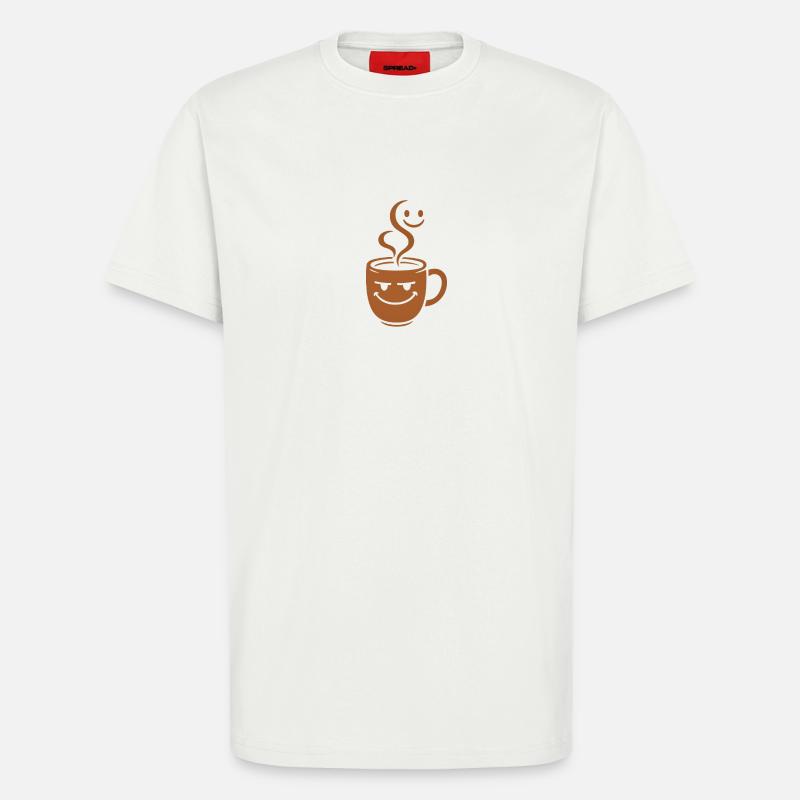 Fröhlicher Kaffeebecher mit Smileys - T-Shirt - made by SPREAD - OFF WHITE