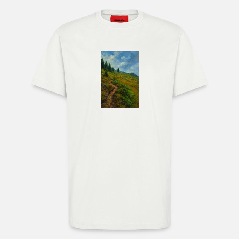 Landschaftliche Bergwanderung in Ölgemälde-Optik - T-Shirt - made by SPREAD - OFF WHITE