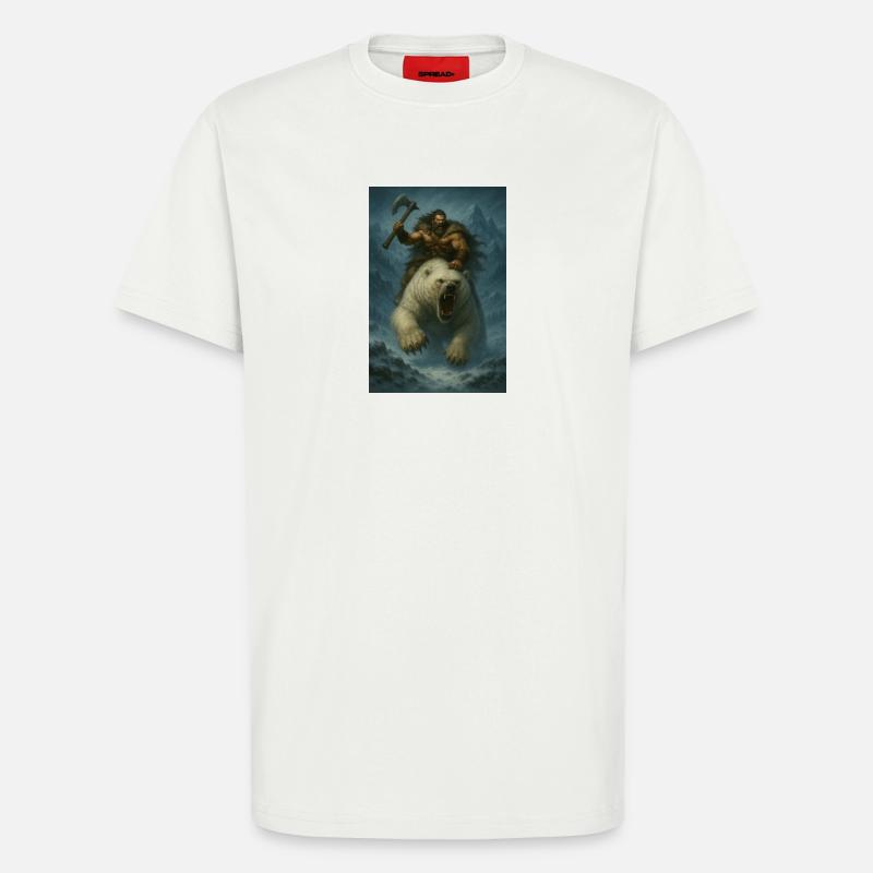Wikingerkrieger auf Eisbär – Fa-Illustration - T-Shirt - made by SPREAD - OFF WHITE