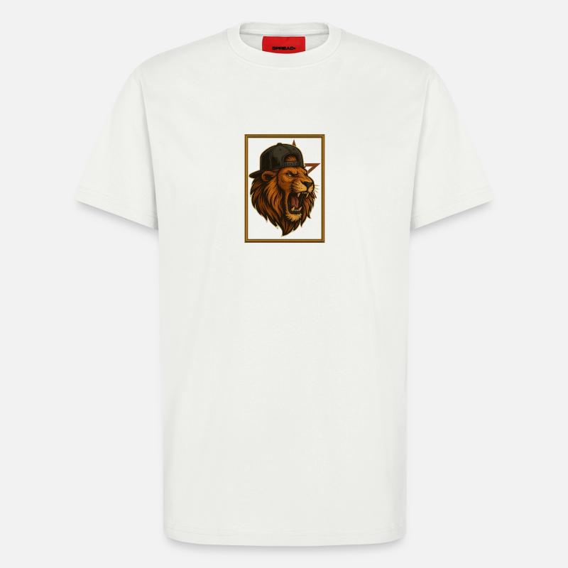 Lion de L'4tlas - T-shirt bio décontracté fabriqué en UE - OFF WHITE