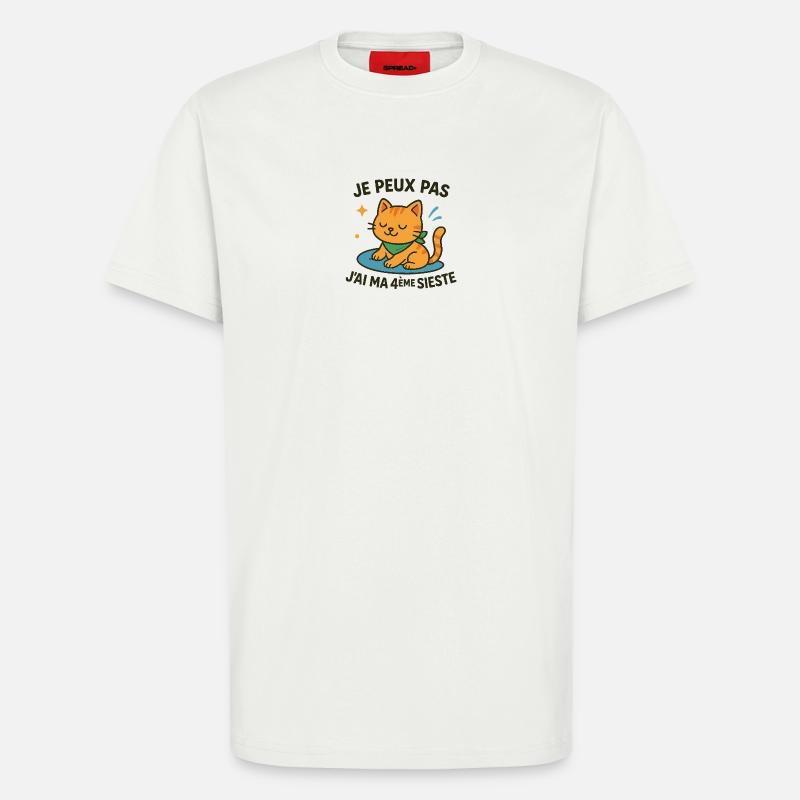 Zen cat in nap I can't - T-Shirt - made by SPREAD - OFF WHITE