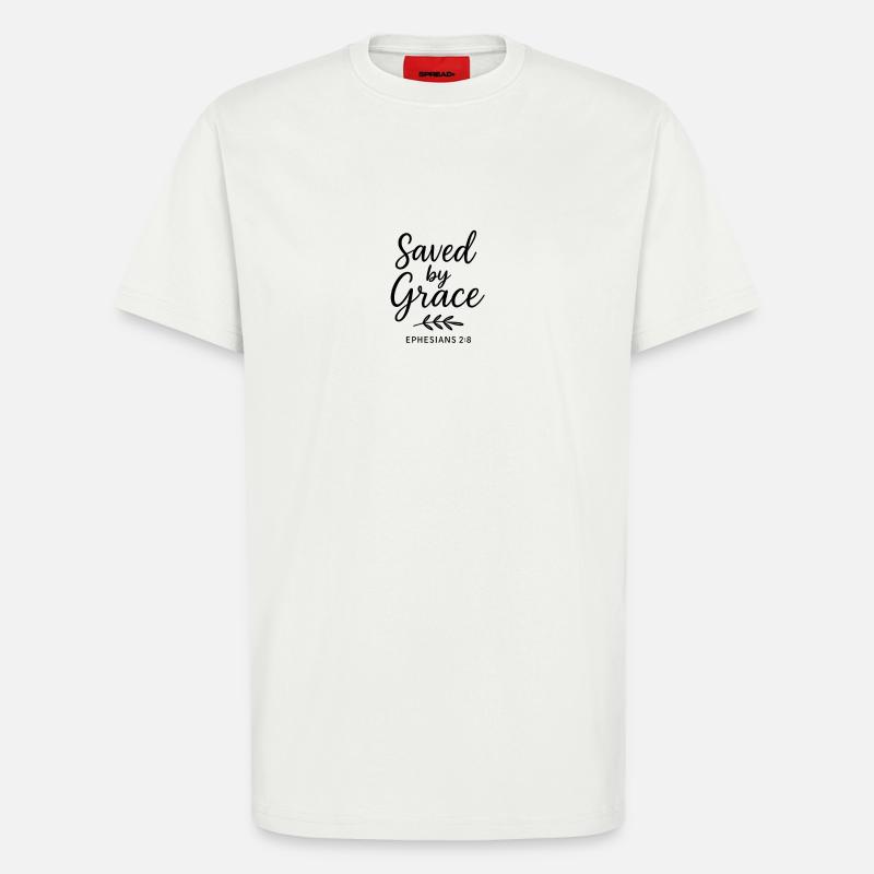 Saved by Grace Ephesian Scripture - T-Shirt - made by SPREAD - OFF WHITE