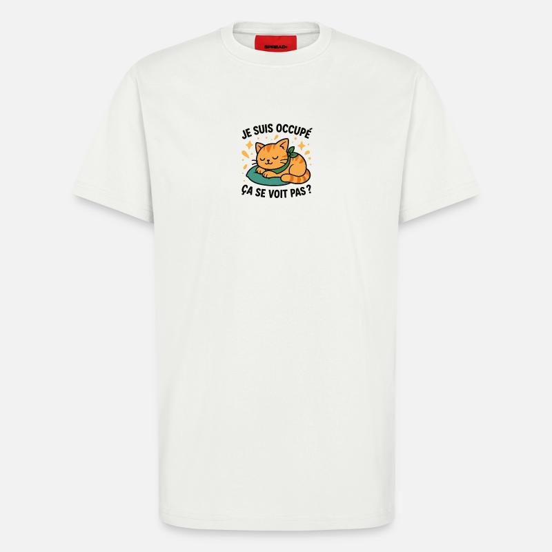 Schlafendes Kätzchen und ironischer Slogan - T-Shirt - made by SPREAD - OFF WHITE