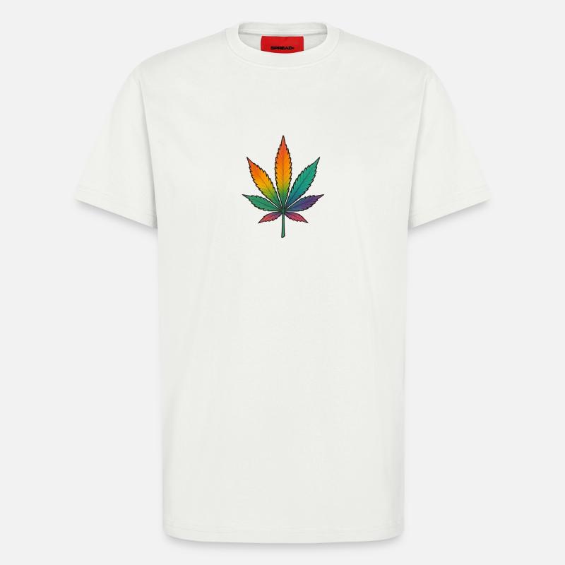 Rainbow Cannabis Leaf Design - T-Shirt - made by SPREAD - OFF WHITE