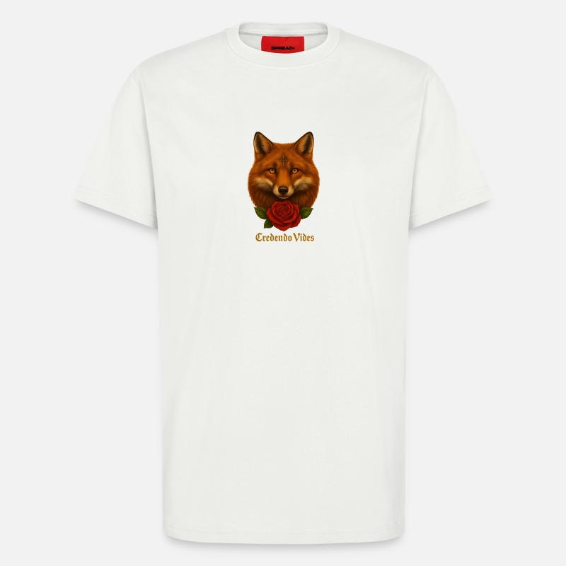 Fuchs mit Rose - Credendo Vides - T-Shirt - made by SPREAD - OFF WHITE