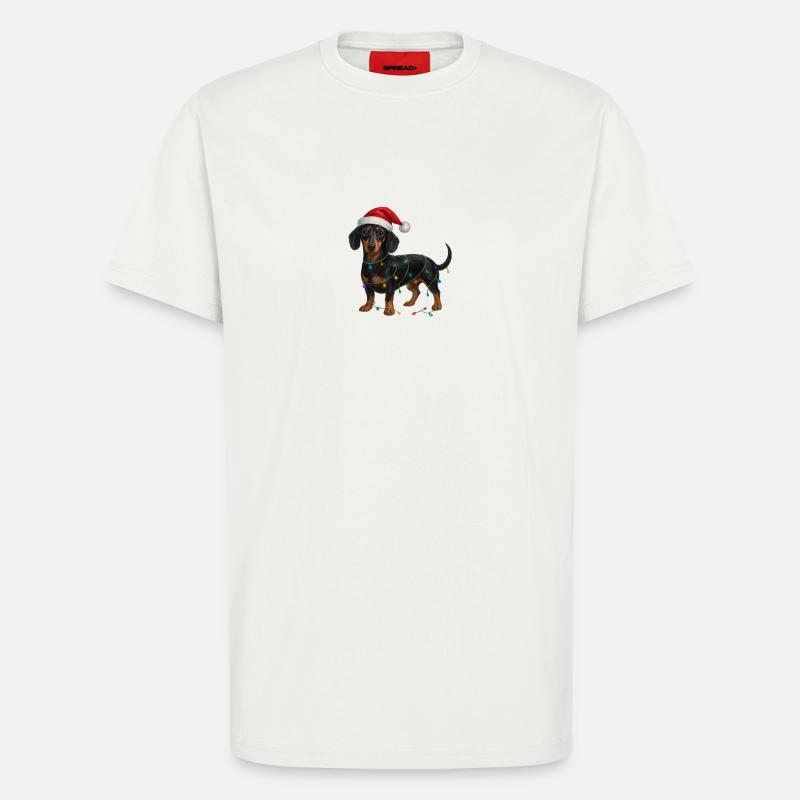 Dackel mit Weihnachtslichterkette - T-Shirt - made by SPREAD - OFF WHITE