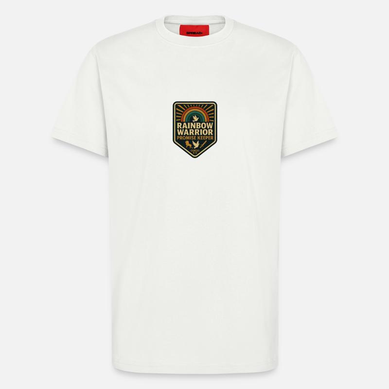 Christliche Kleidung. Regenbogen-Krieger Versprechen halten - T-Shirt - made by SPREAD - OFF WHITE