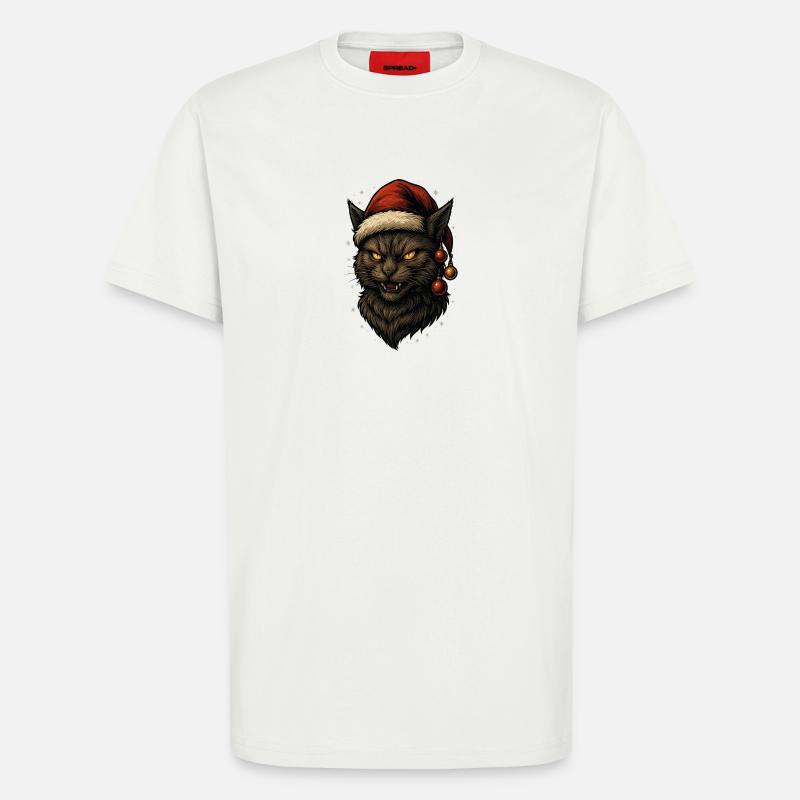 Schwarzer Weihnachtskater - T-Shirt - made by SPREAD - OFF WHITE