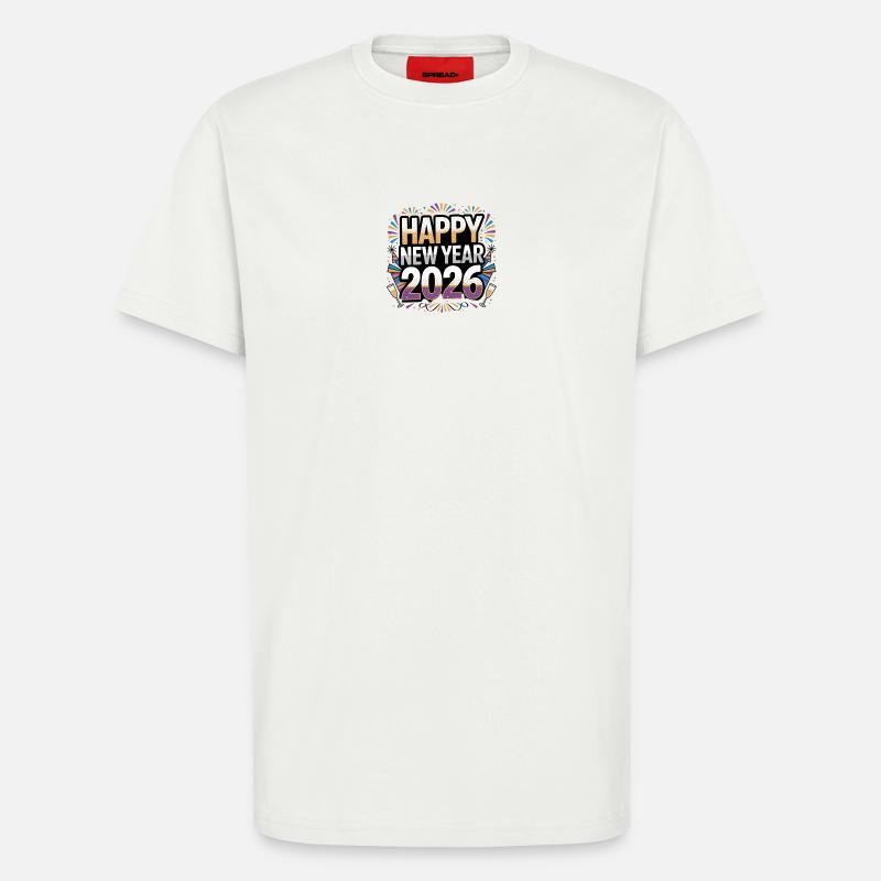 Célébration de la bonne année 2026 - T-shirt bio décontracté fabriqué en UE - OFF WHITE