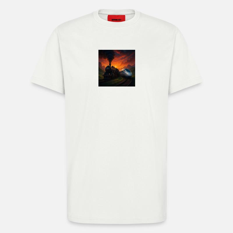 Dampfzug vs Zukunftszug - T-Shirt - made by SPREAD - OFF WHITE