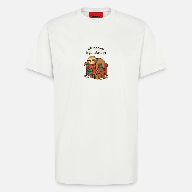 Faultier beim Geschenkestapel - T-Shirt - made by SPREAD - OFF WHITE