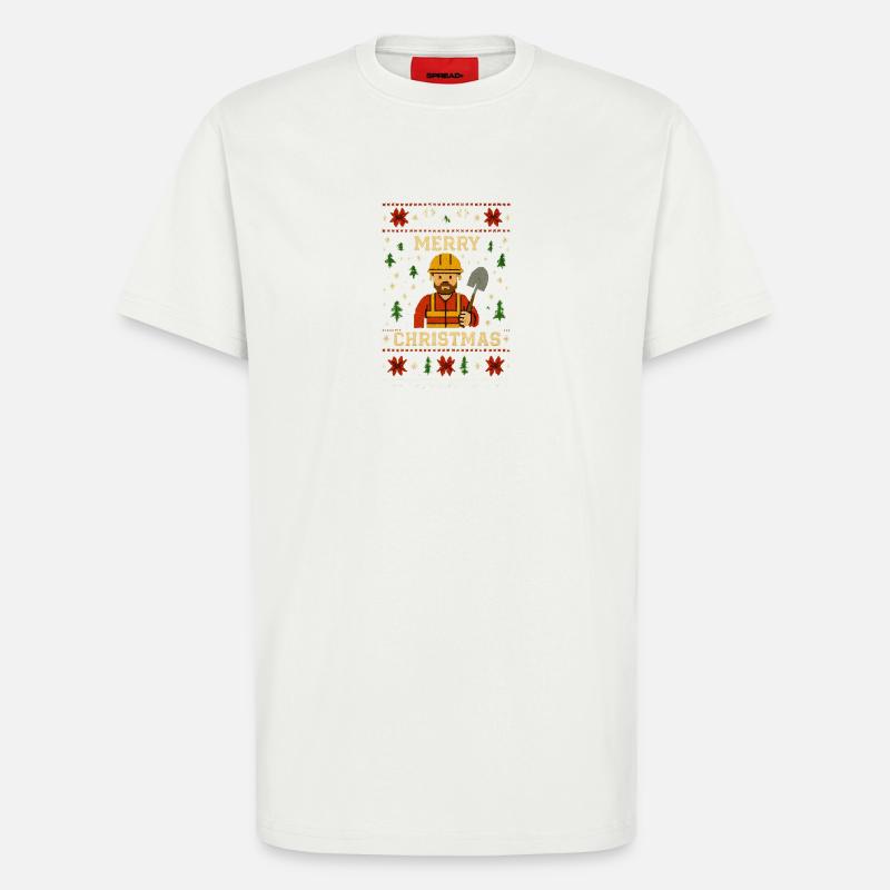Construction worker Christmas motif - T-Shirt - made by SPREAD - OFF WHITE