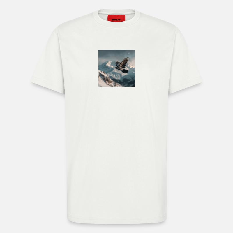 Rabe über den Schneegipfeln Alpenkrähe - T-Shirt - made by SPREAD - OFF WHITE