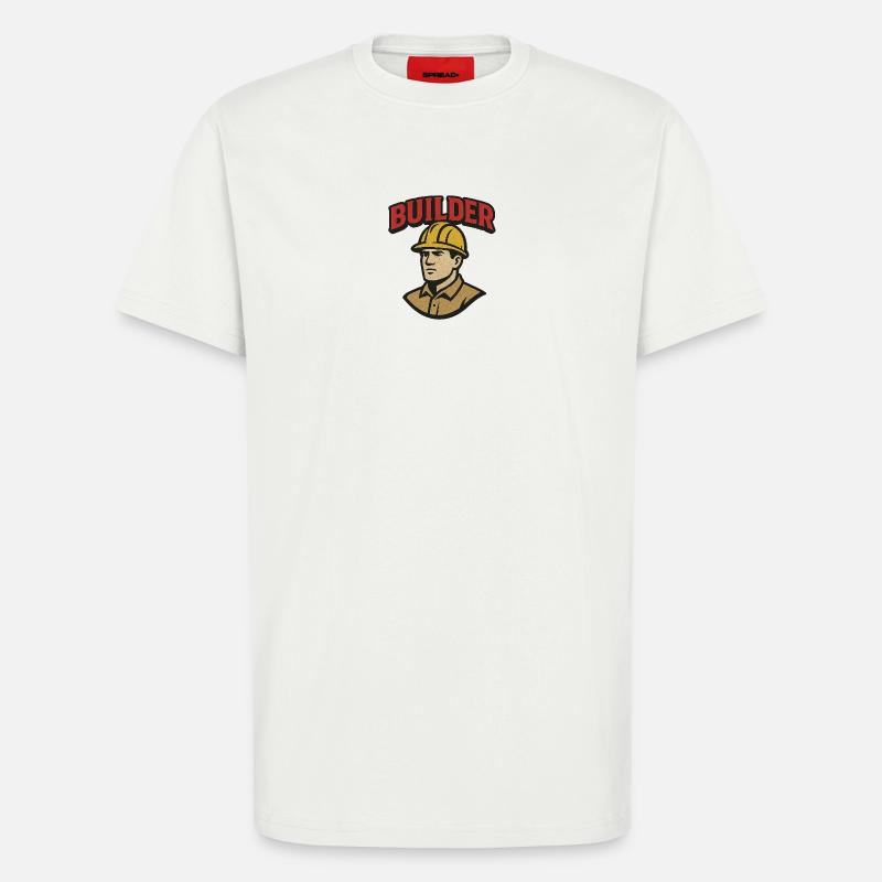 Bauarbeiter Retro-Logo mit Helm - T-Shirt - made by SPREAD - OFF WHITE