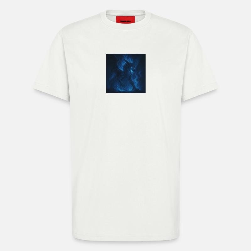 Blue Fire Dragon in Night Shadow - T-Shirt - made by SPREAD - OFF WHITE