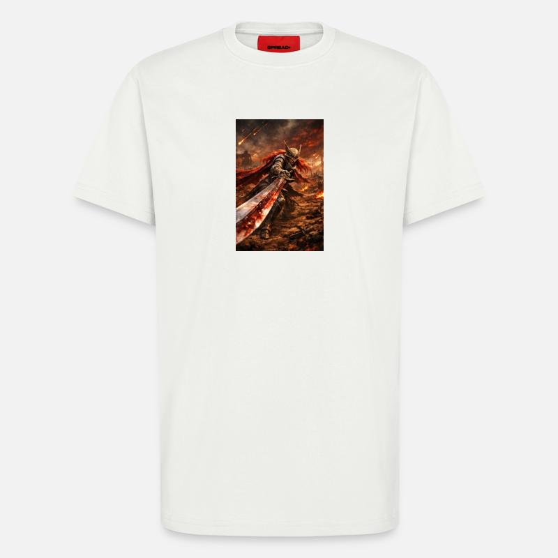 Flammende Klinge Brennende Kriegerin - T-Shirt - made by SPREAD - OFF WHITE