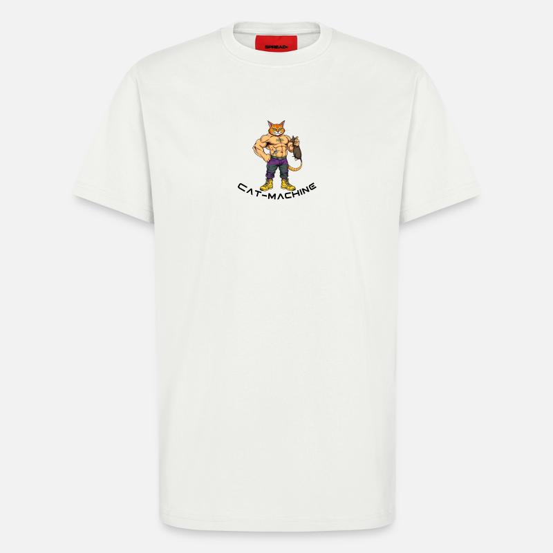 Katzenmuskelheld mit Maus - T-Shirt - made by SPREAD - OFF WHITE