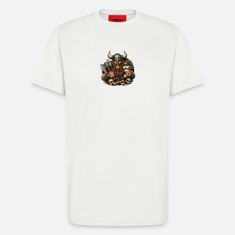 Wikinger Kämpfer mit Bierkrug - T-Shirt - made by SPREAD - OFF WHITE